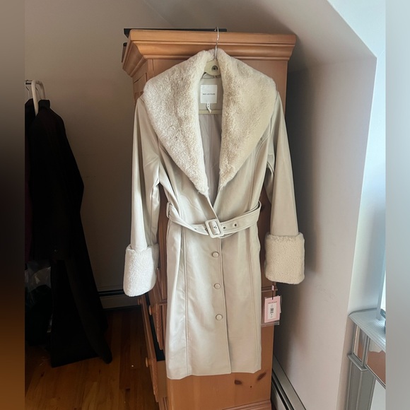 NWT AVEC LES FILLES FAUX FUR ACCENT LEATHER TRENCH - Picture 1 of 11